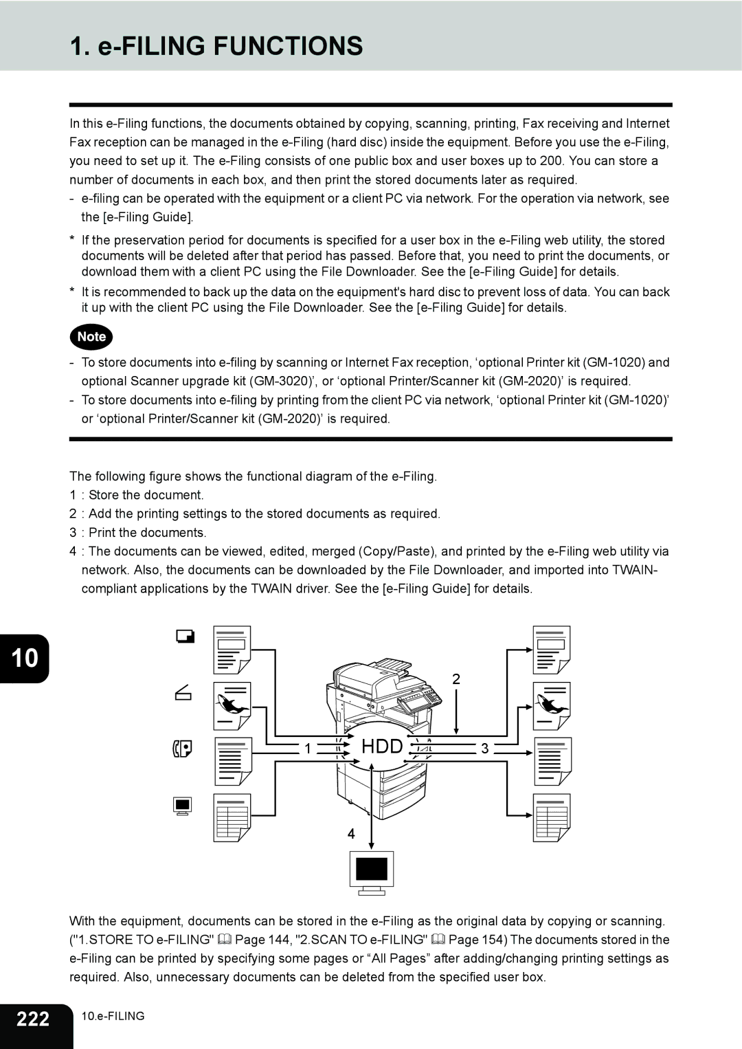 Toshiba 230, 280 manual Filing Functions 