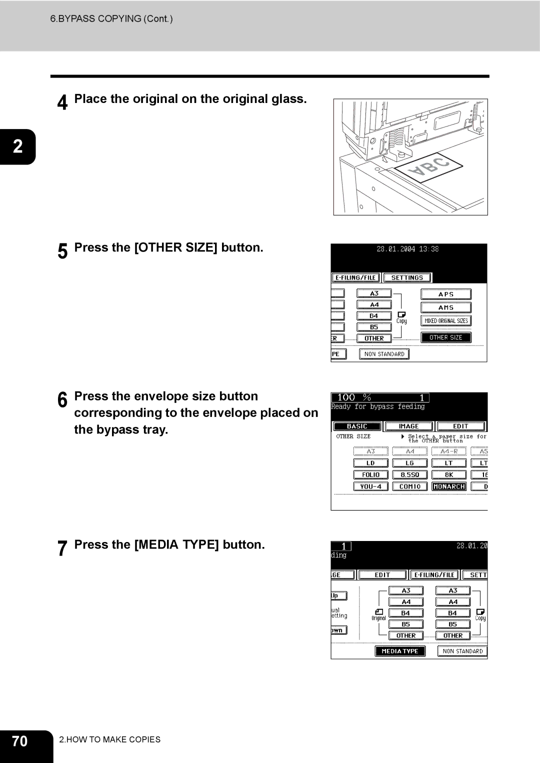 Toshiba 230, 280 manual Bypass Copying 