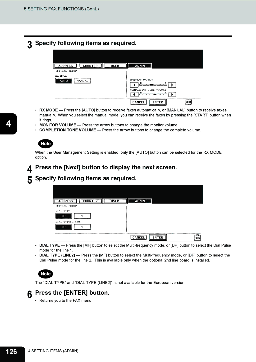 Toshiba 202L, 232, 282 manual 126, Specify following items as required 