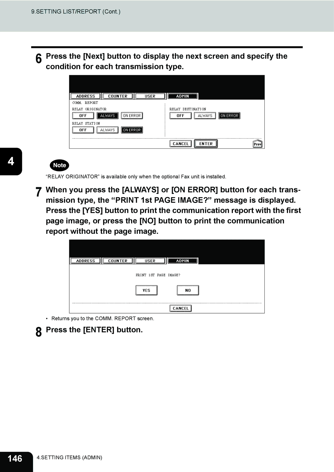 Toshiba 282, 232, 202L manual 146, Press the Enter button 