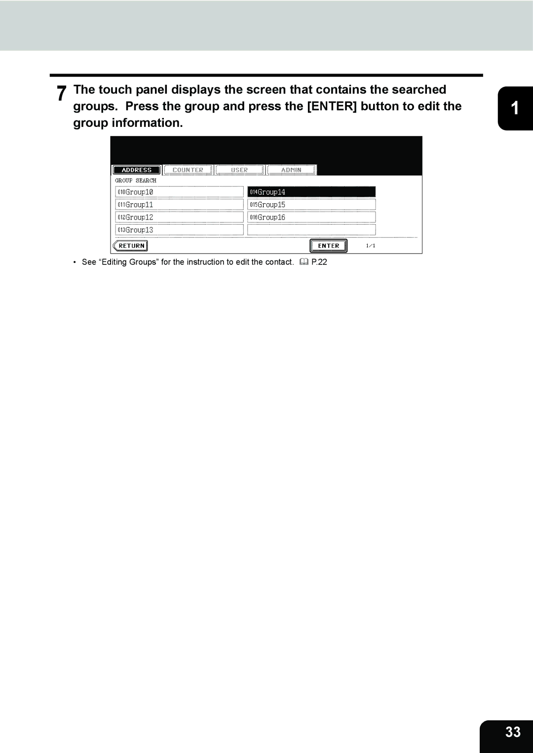 Toshiba 202L, 232, 282 manual See Editing Groups for the instruction to edit the contact 