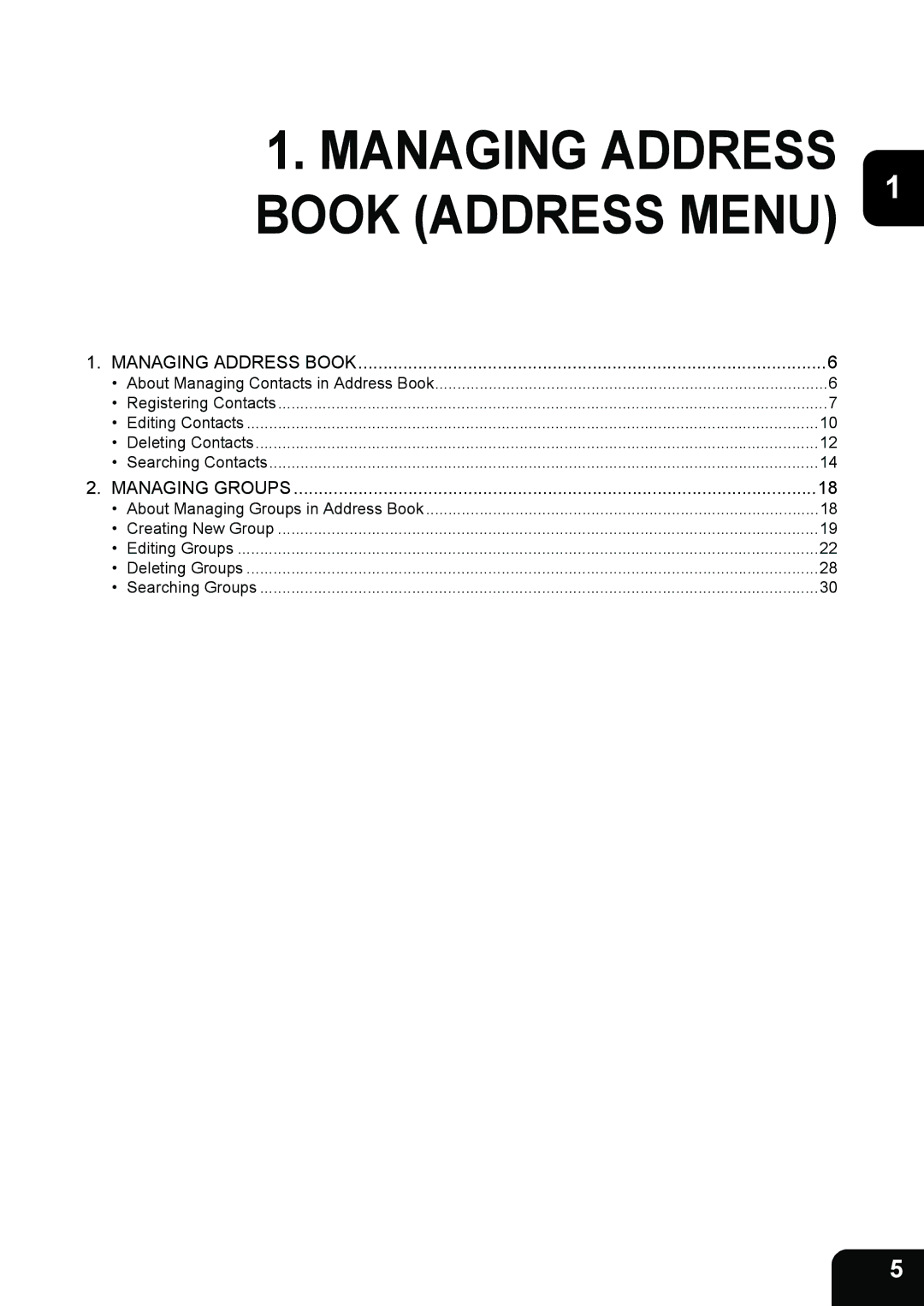 Toshiba 282, 232, 202L manual Managing Address 