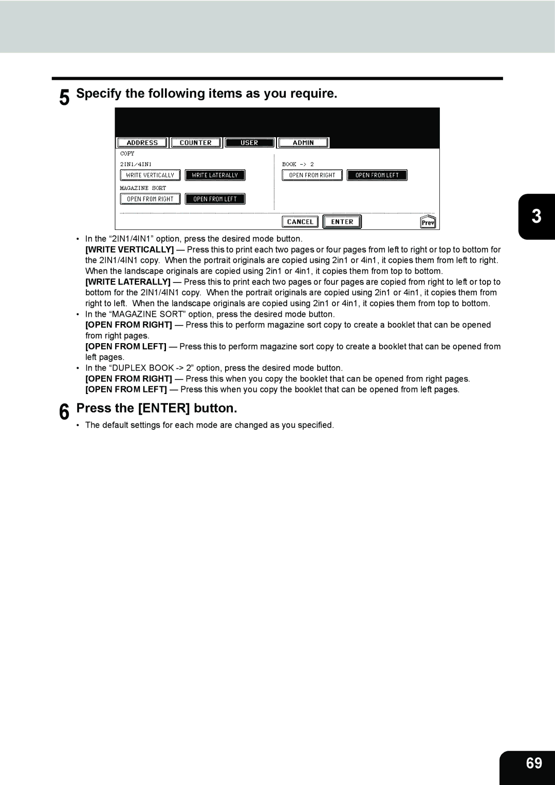 Toshiba 202L, 232, 282 manual Default settings for each mode are changed as you specified 