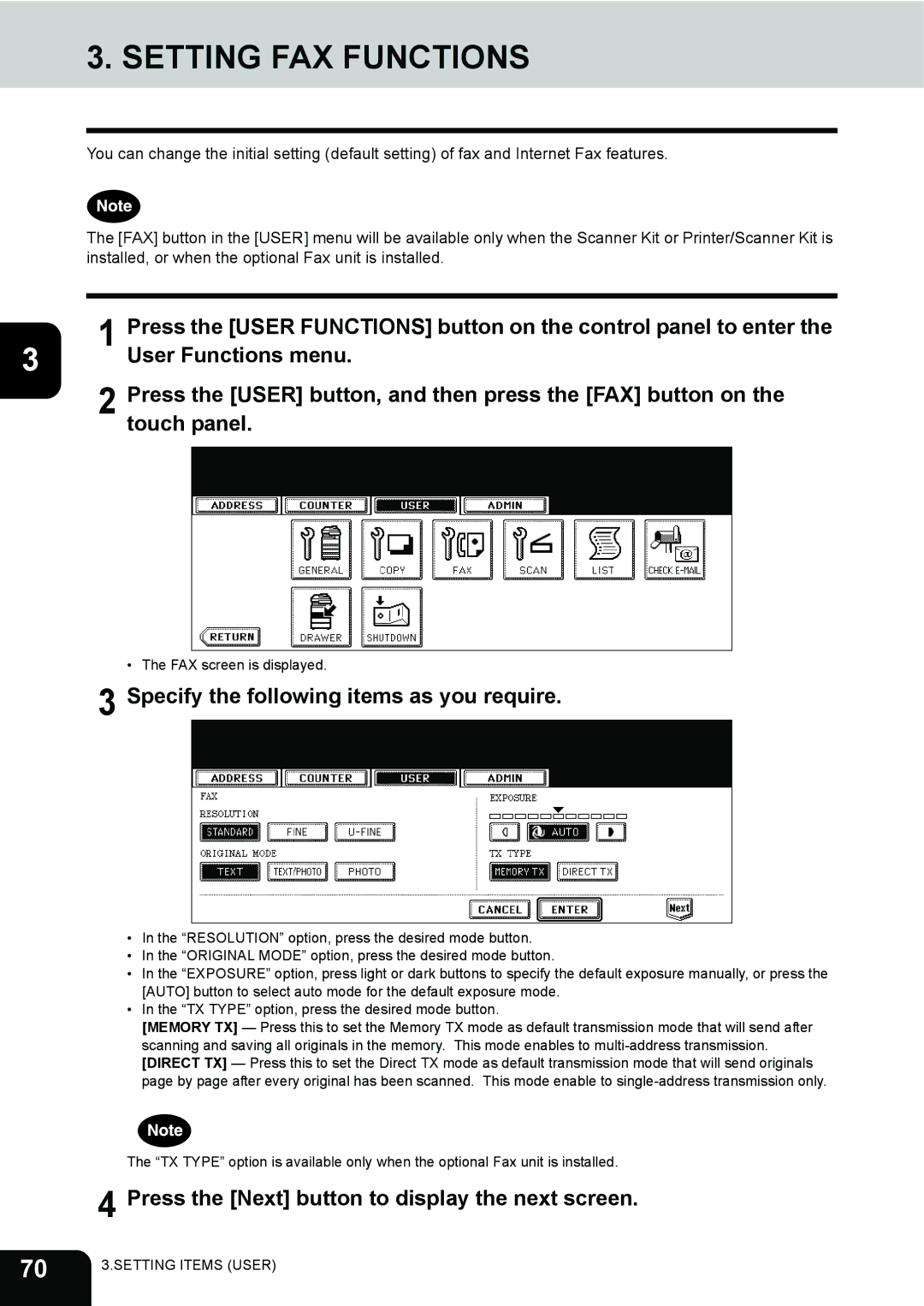 Toshiba 232, 282, 202L manual Setting FAX Functions 