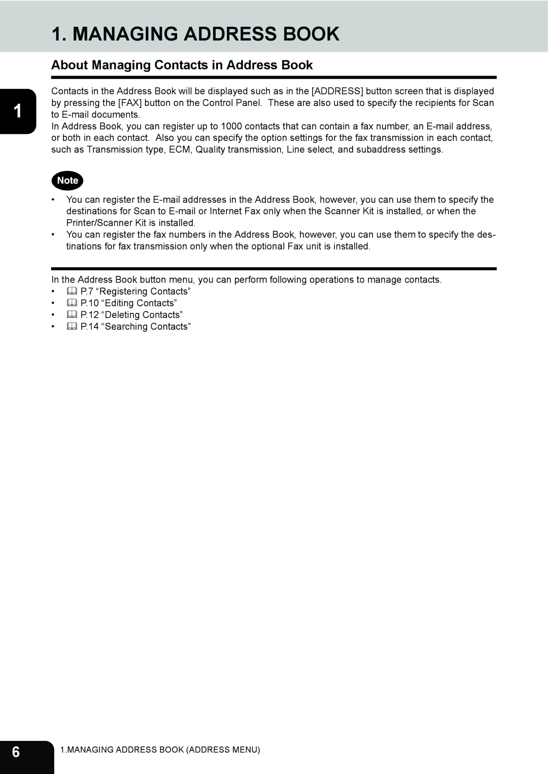 Toshiba 202L, 232, 282 manual Managing Address Book, About Managing Contacts in Address Book 