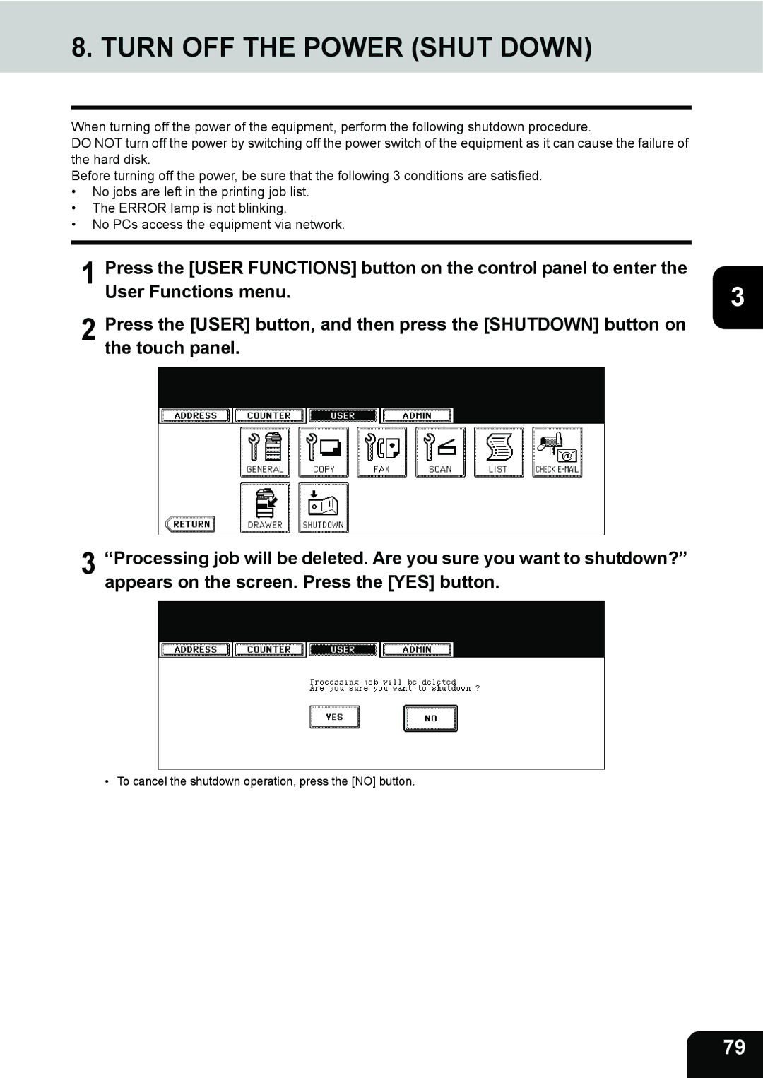 Toshiba 232, 282, 202L manual Turn OFF the Power Shut Down 