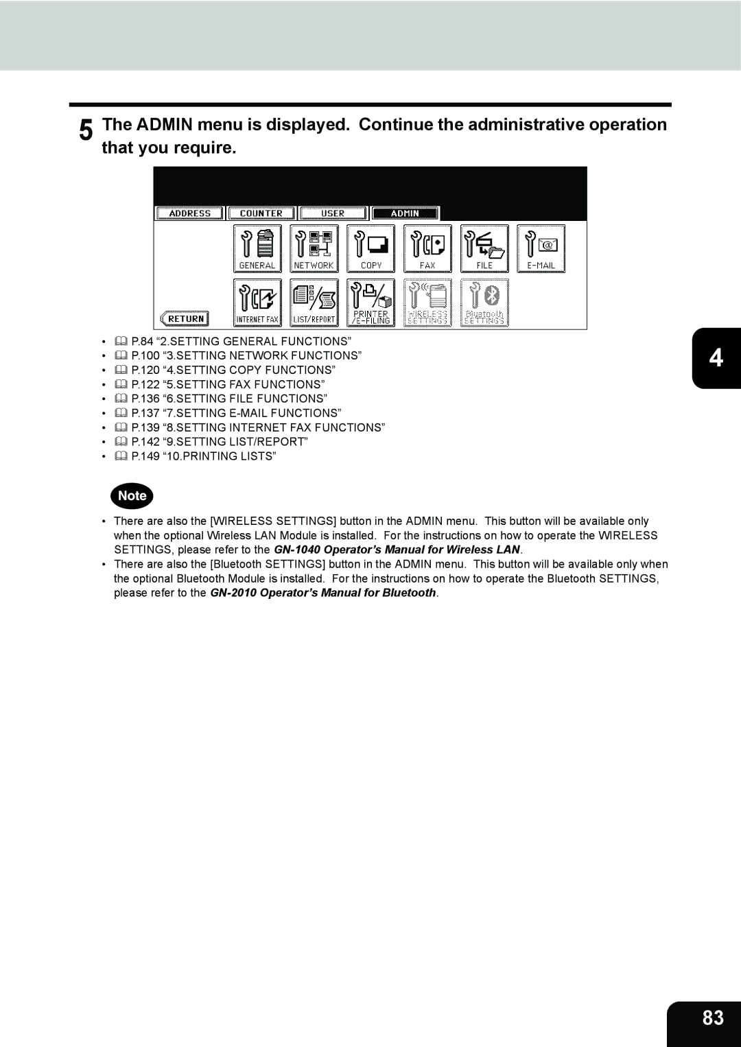 Toshiba 282, 232, 202L manual 84 2.SETTING General Functions 