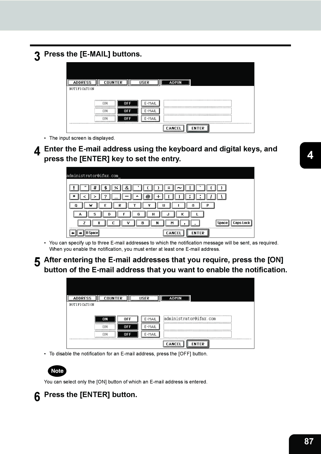 Toshiba 202L, 232, 282 manual Press the E-MAIL buttons 