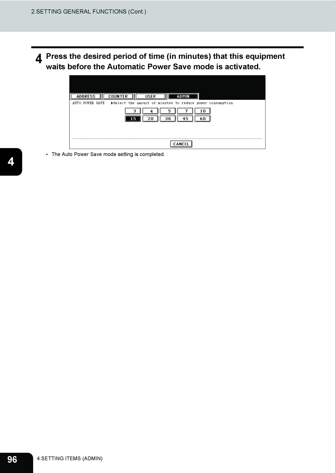 Toshiba 202L, 232, 282 manual Auto Power Save mode setting is completed 