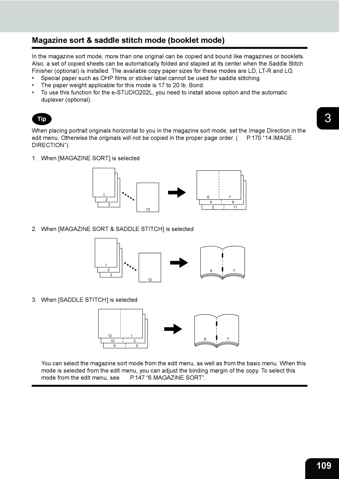 Toshiba 232, 282, e-STUDIO202L manual 109, Magazine sort & saddle stitch mode booklet mode 