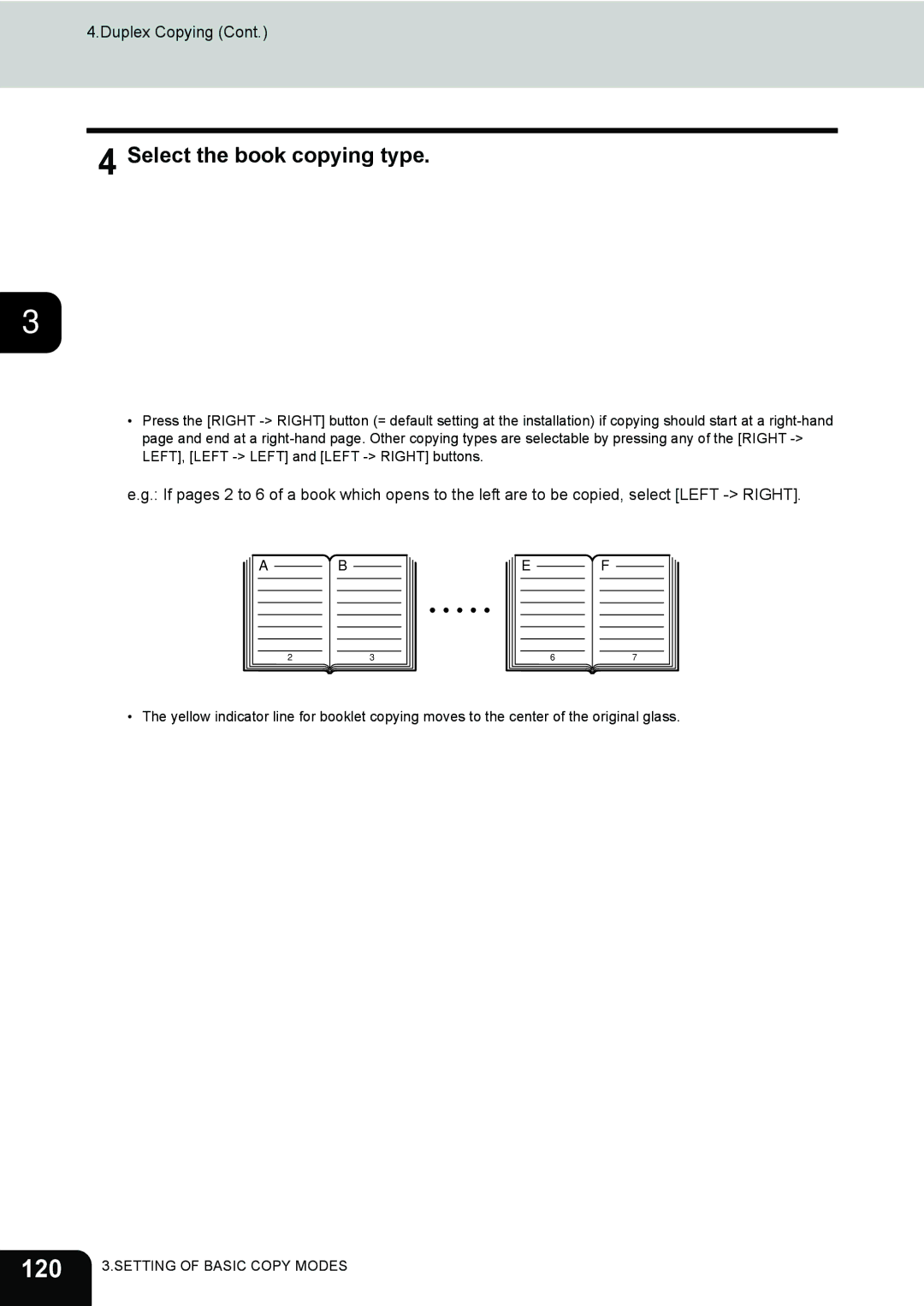 Toshiba e-STUDIO202L, 232, 282 manual 120, Select the book copying type 