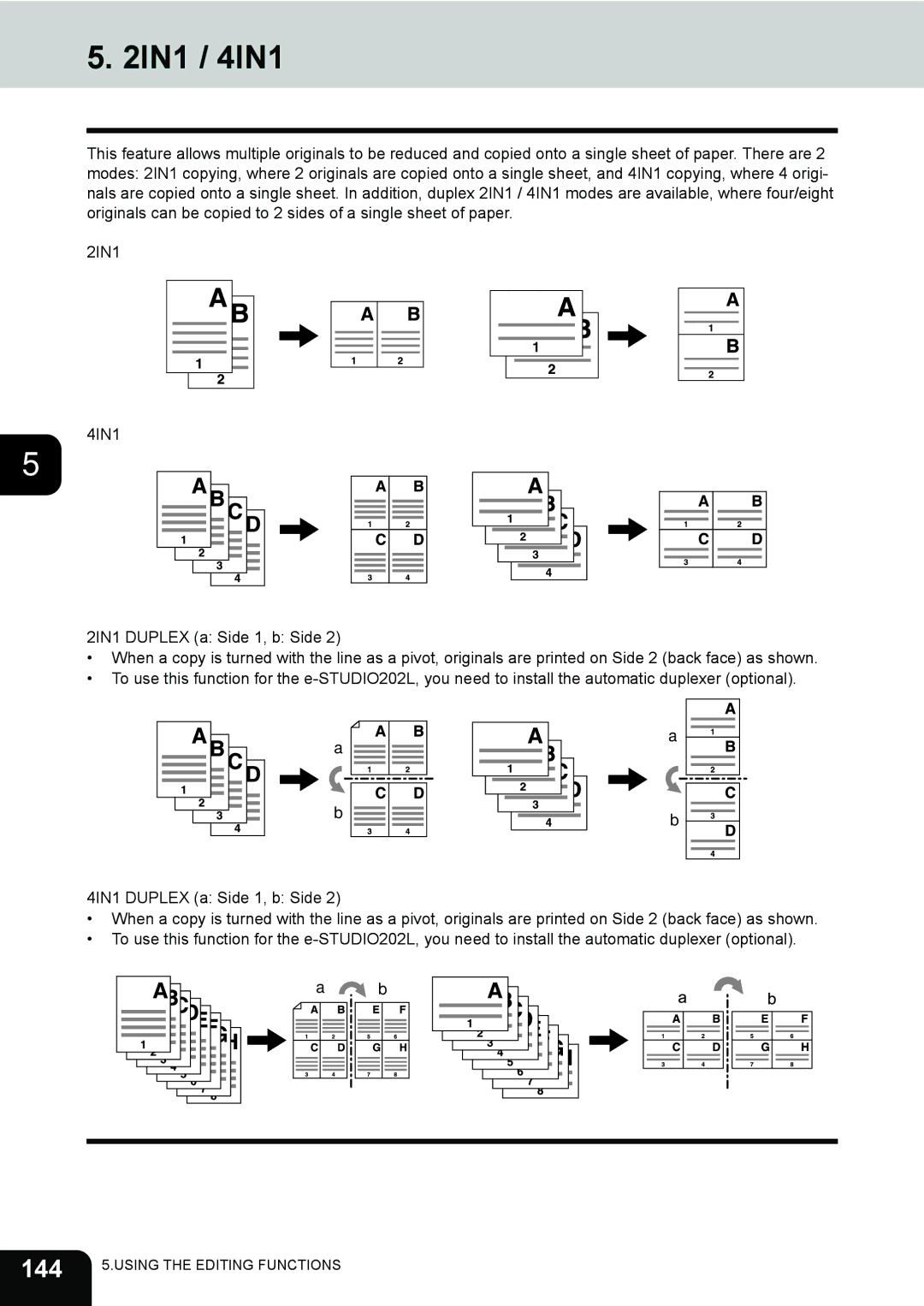 Toshiba e-STUDIO202L, 232, 282 manual 2IN1 / 4IN1, 144 