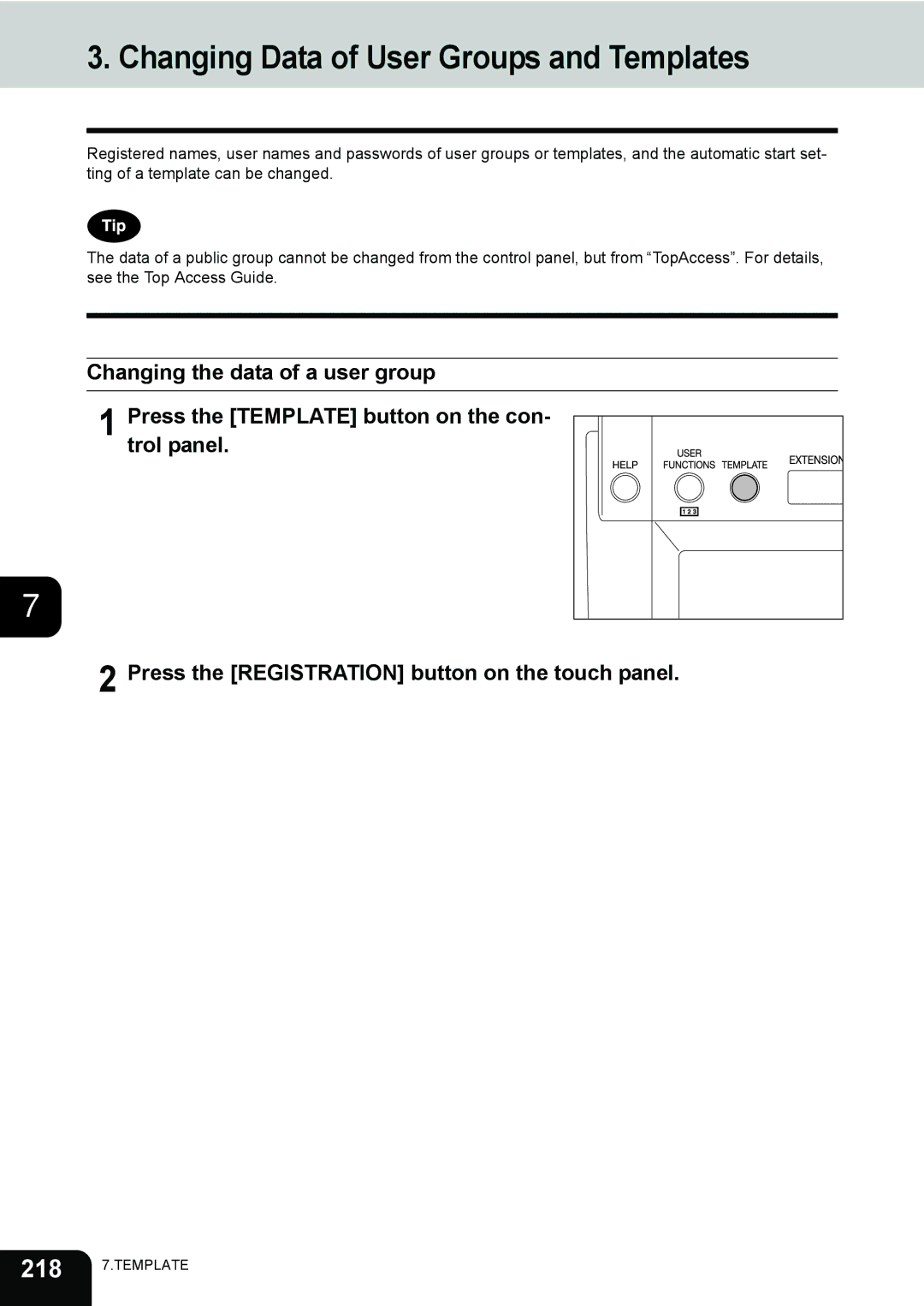 Toshiba 282, 232, e-STUDIO202L manual Changing Data of User Groups and Templates 