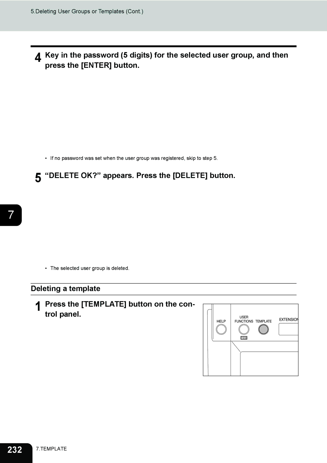 Toshiba 232, 282, e-STUDIO202L manual Delete OK? appears. Press the Delete button 