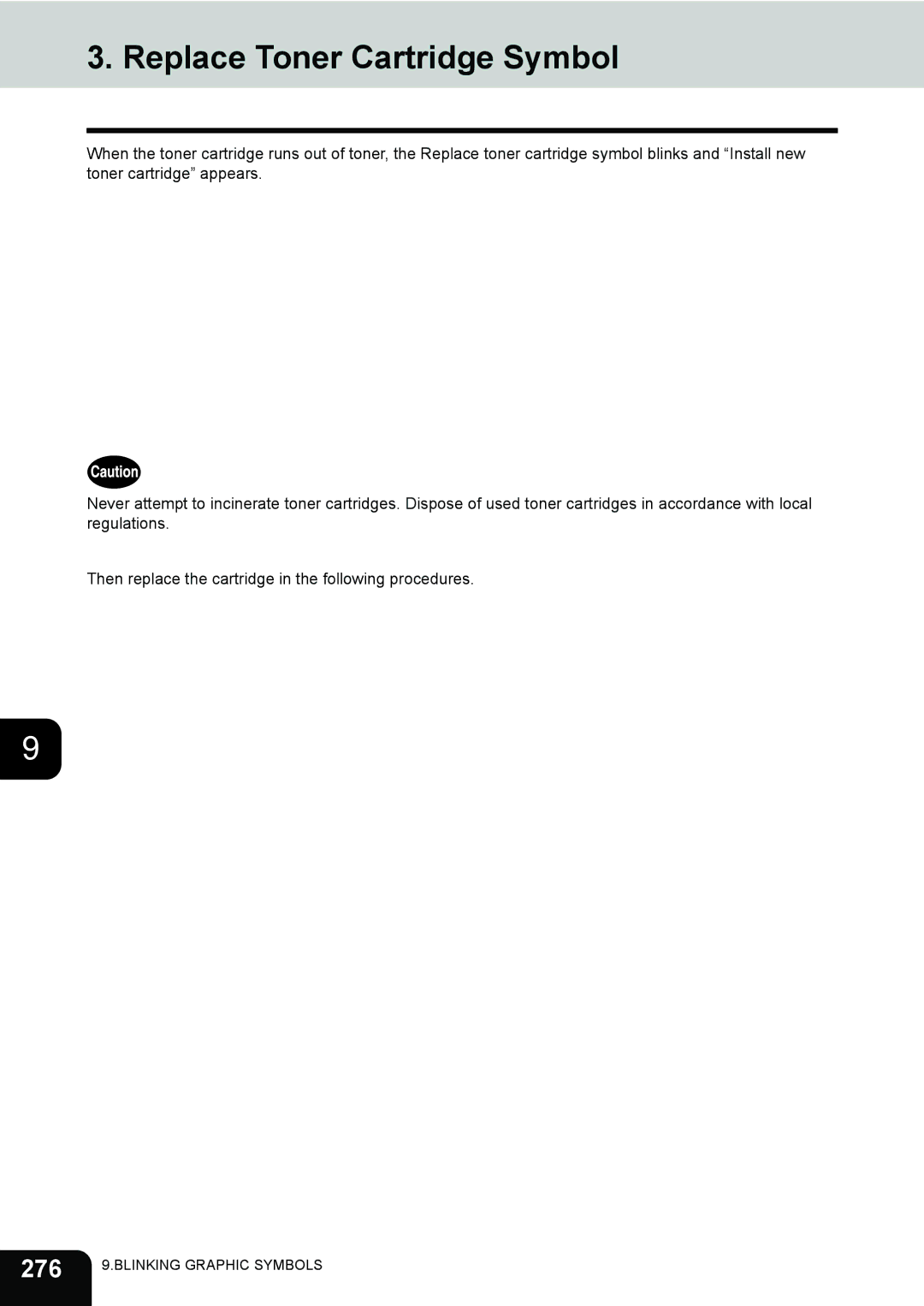 Toshiba e-STUDIO202L, 232, 282 manual Replace Toner Cartridge Symbol, 276 