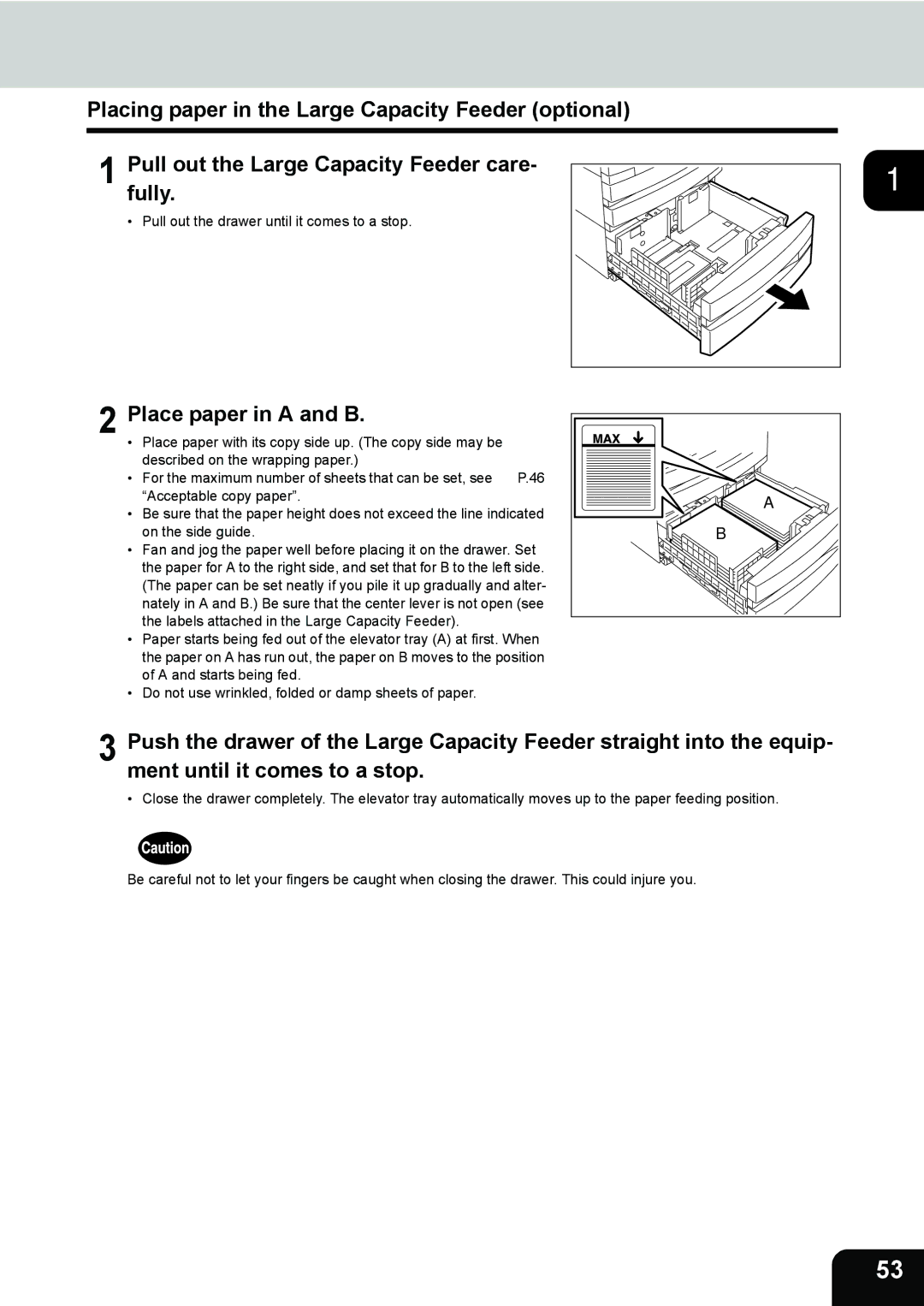 Toshiba 282, 232, e-STUDIO202L manual Place paper in a and B 