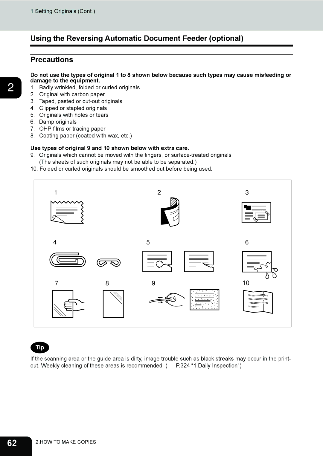 Toshiba 282, 232, e-STUDIO202L Using the Reversing Automatic Document Feeder optional, Precautions, Damage to the equipment 