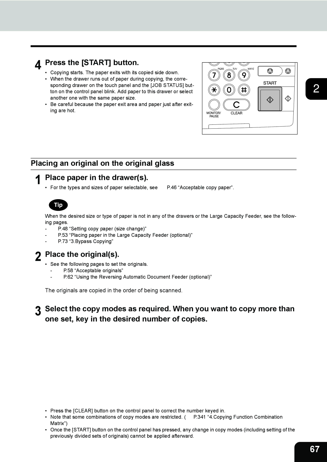 Toshiba 232, 282, e-STUDIO202L manual Press the Start button 