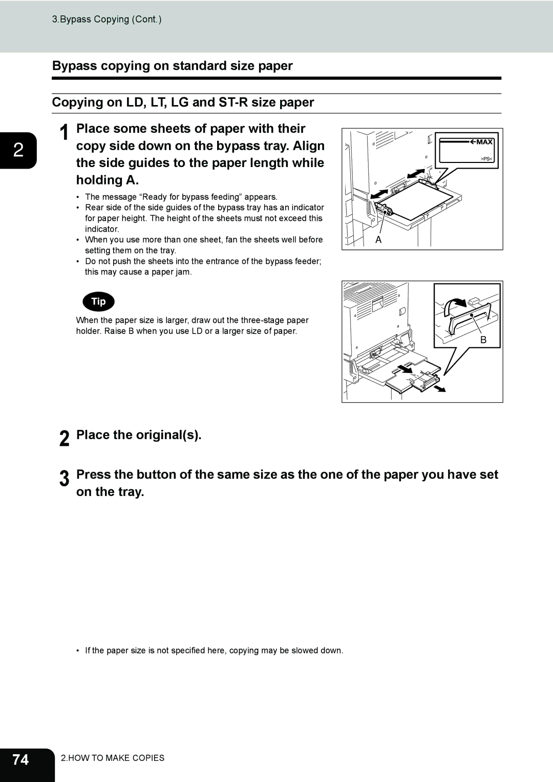 Toshiba 282, 232, e-STUDIO202L manual Side guides to the paper length while, Holding a 