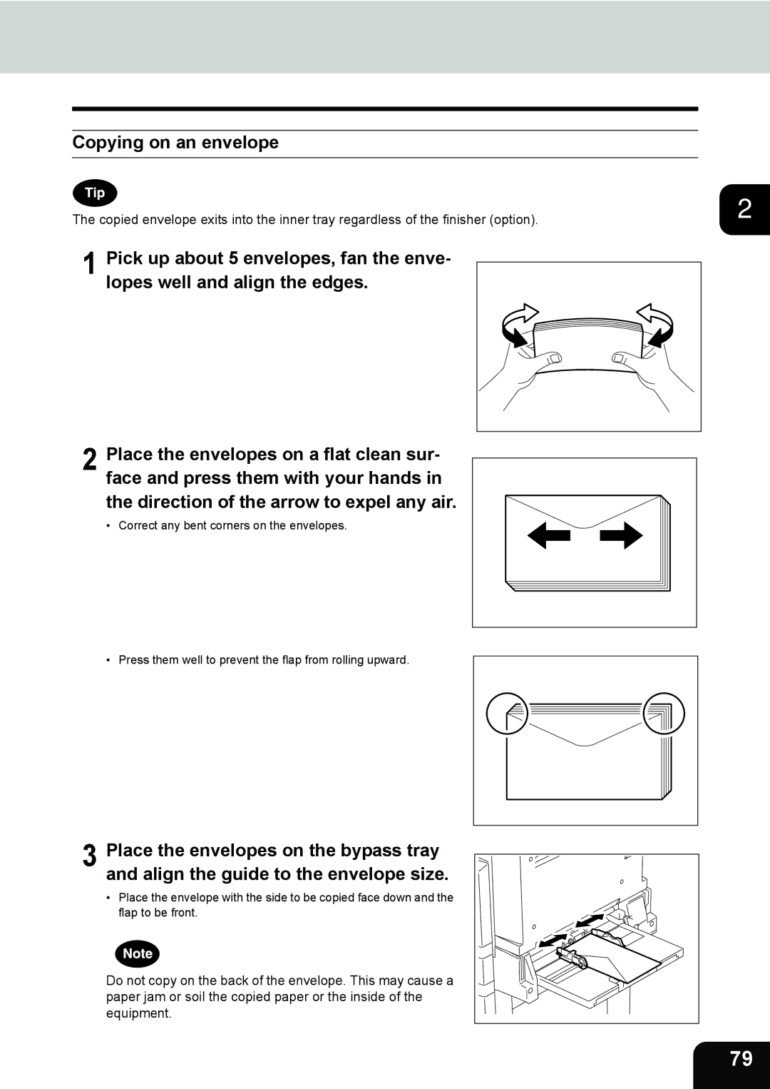 Toshiba 232, 282, e-STUDIO202L manual Copying on an envelope 