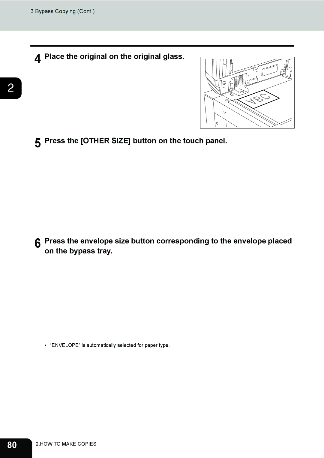 Toshiba 282, 232, e-STUDIO202L manual Envelope is automatically selected for paper type 