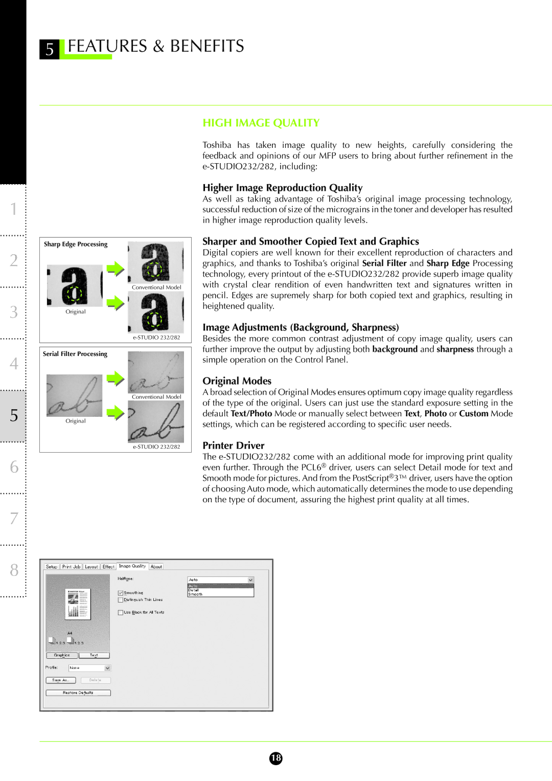 Toshiba 232, 282 manual High Image Quality 