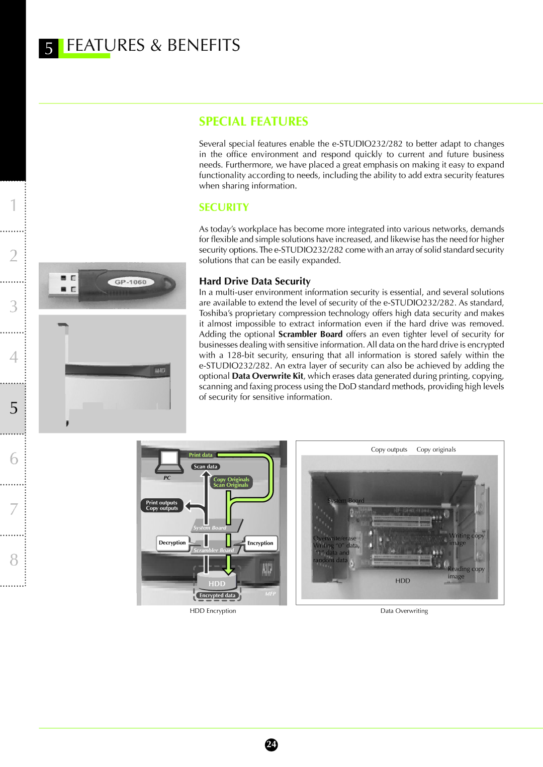 Toshiba 232, 282 manual Special Features, Hard Drive Data Security 