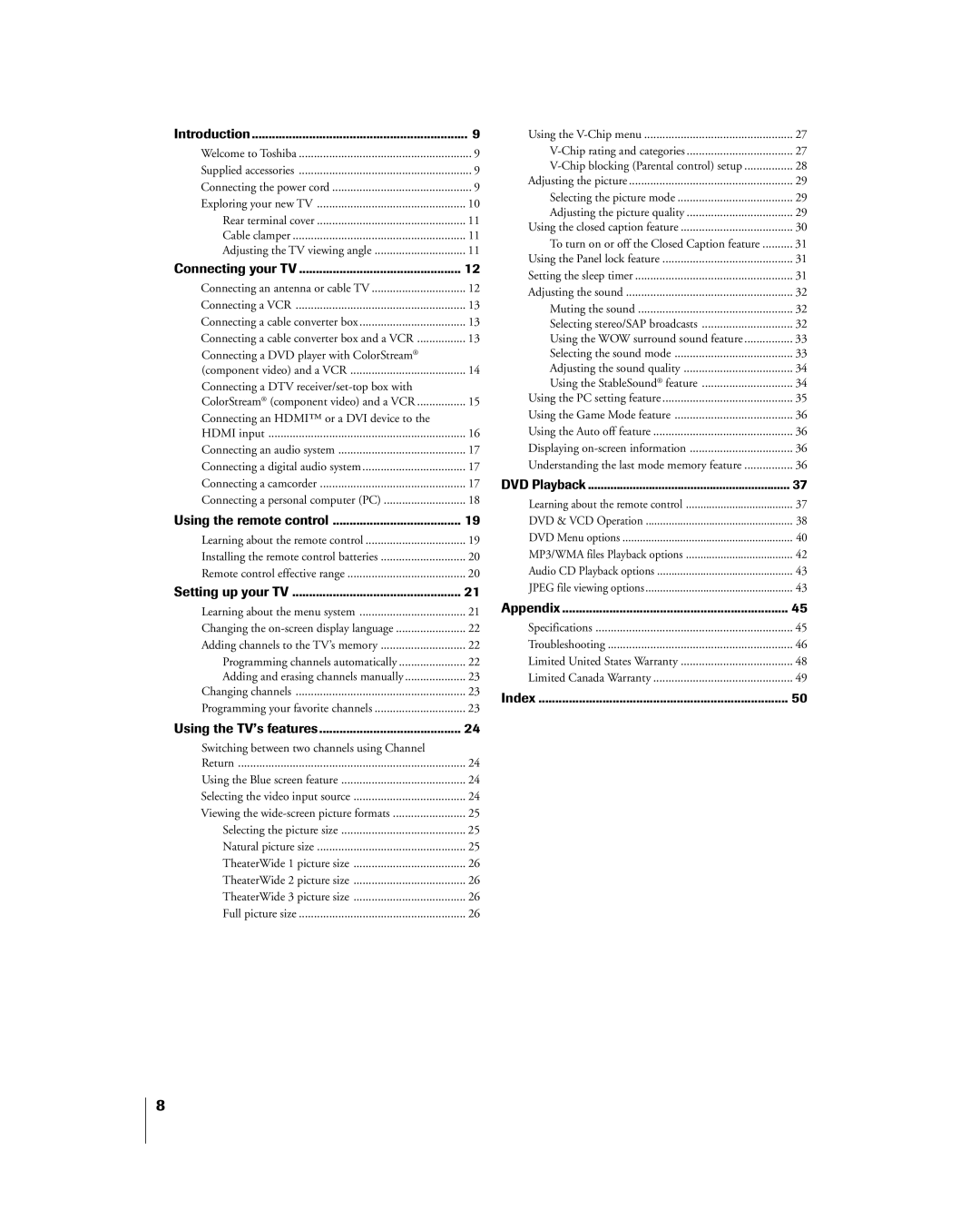 Toshiba 23HLV85 manual Appendix 