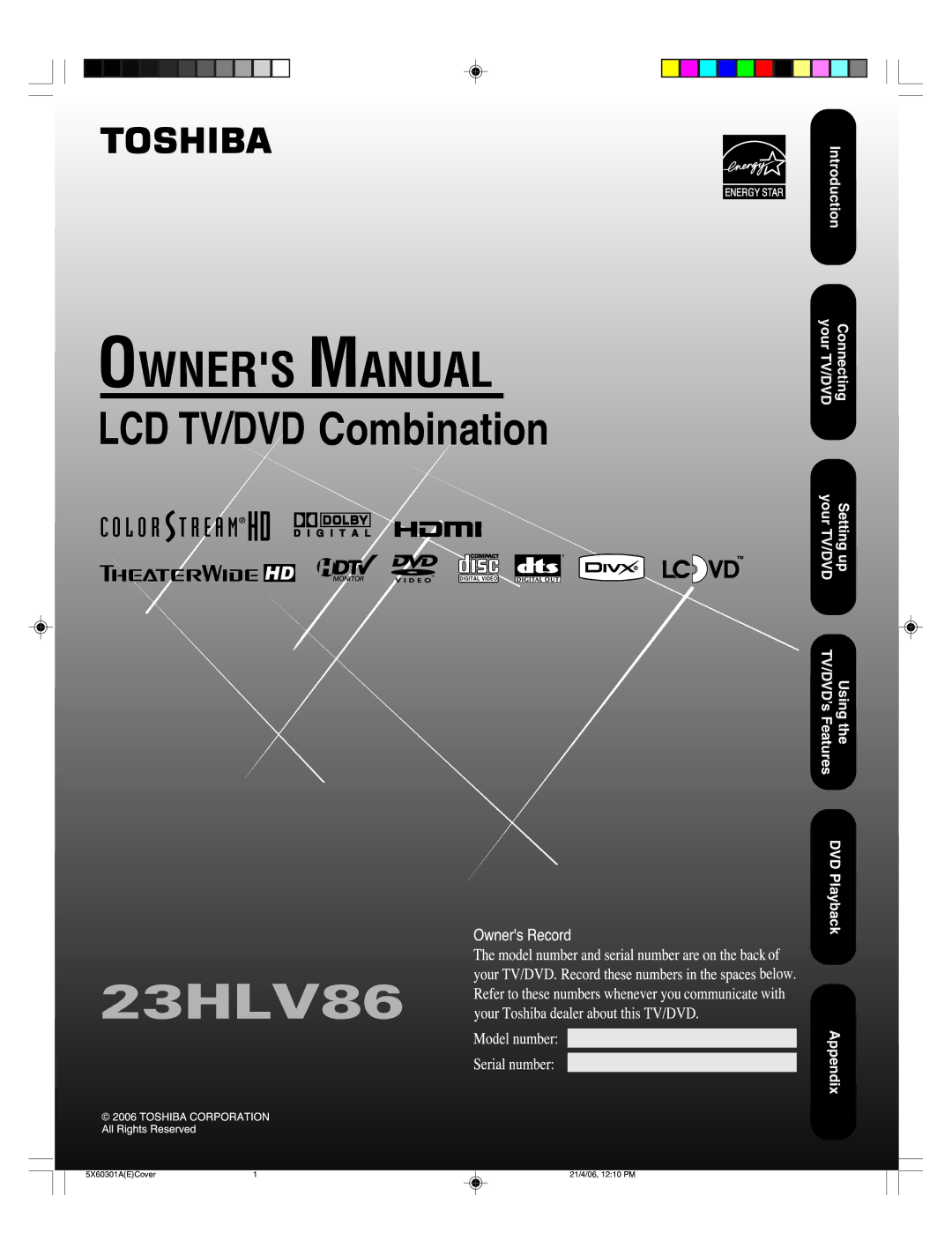 Toshiba 23HLV86 appendix 