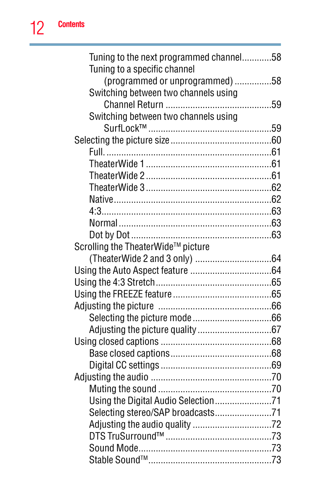 Toshiba 23L1400UC manual Tuning to the next programmed channel, Selecting the picture size, Using the Auto Aspect feature 