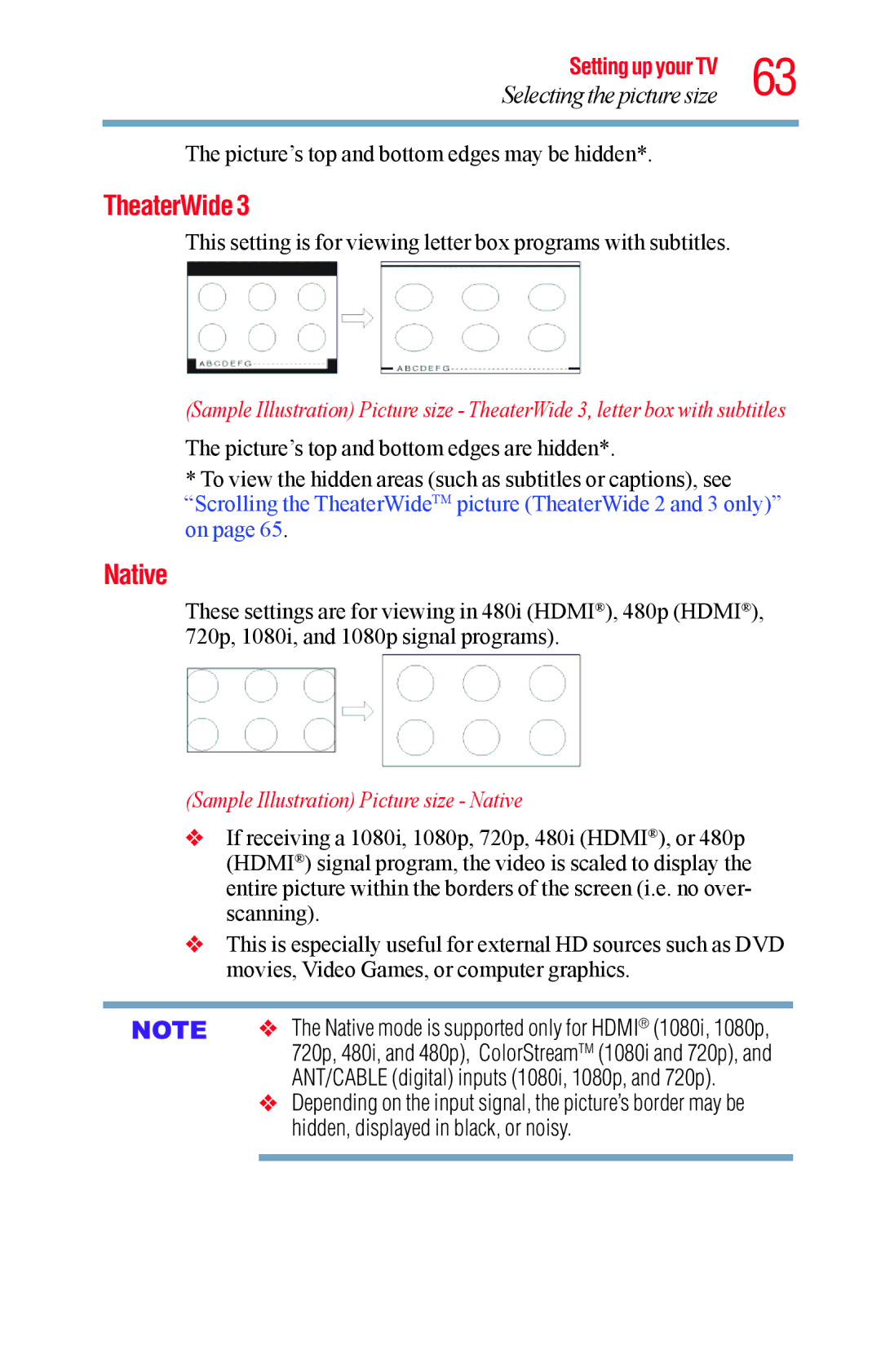 Toshiba 50L1400UC, 23L1400UC, 40L1400UC, 32L1400UC manual Sample Illustration Picture size Native 