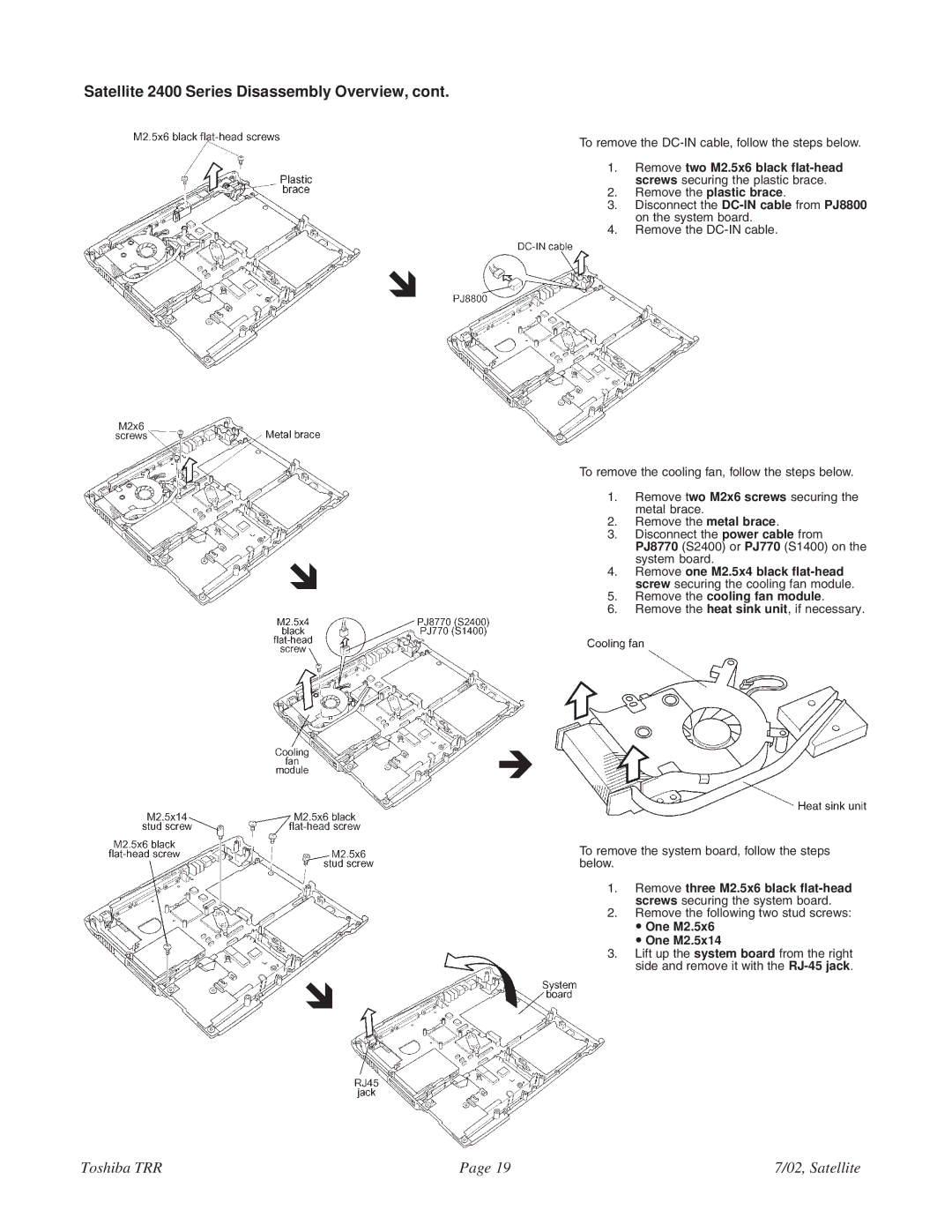 Toshiba 2405-S201 specifications One M2.5x6 One M2.5x14 