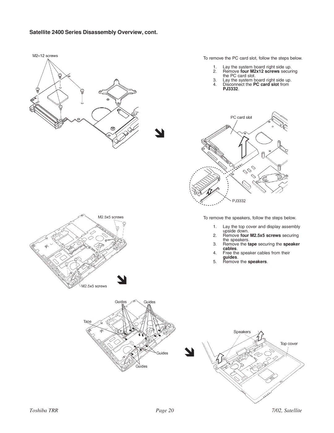 Toshiba 2405-S201 specifications Satellite 2400 Series Disassembly Overview 