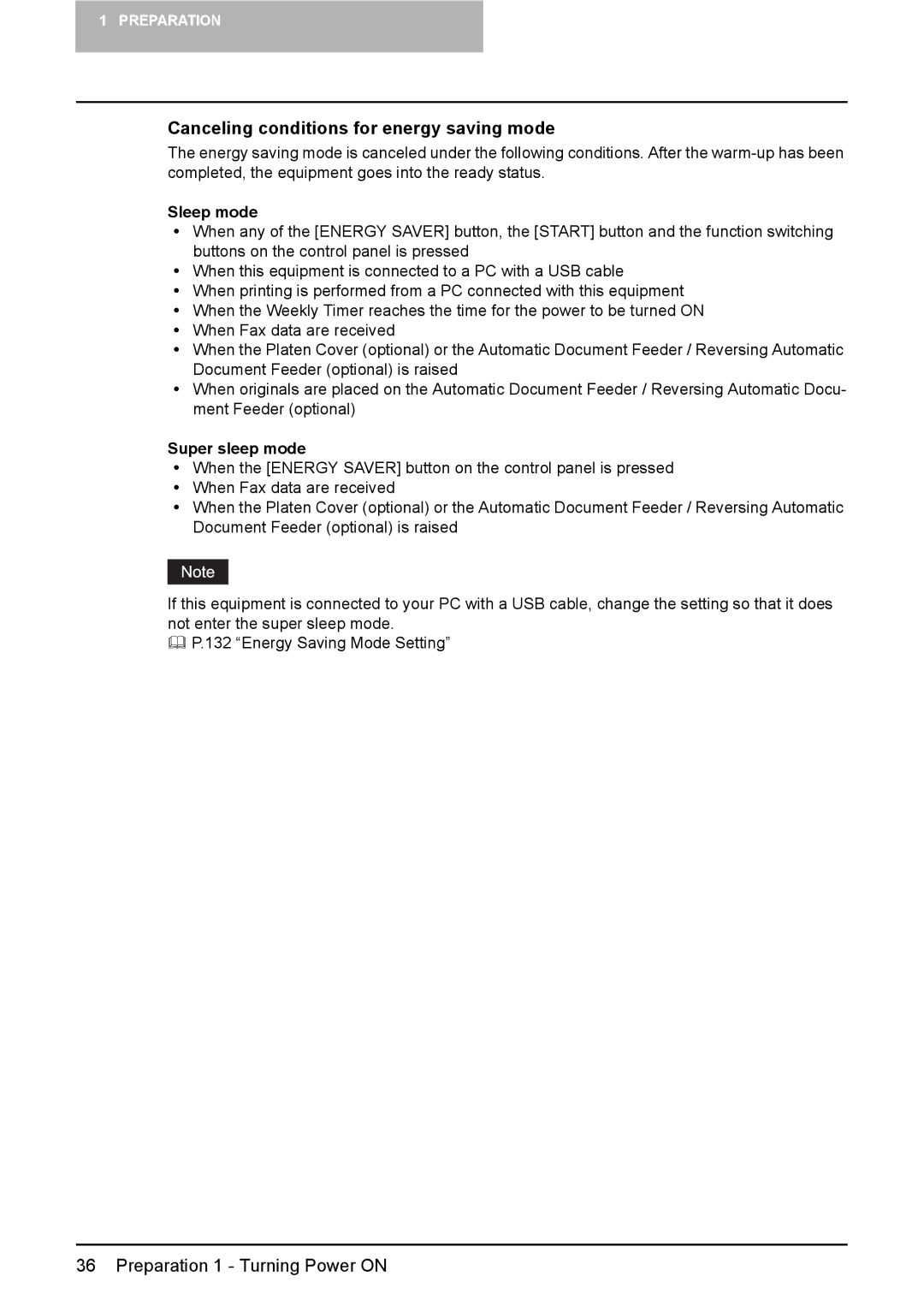 Toshiba 182, 242, 212 manual Canceling conditions for energy saving mode, Sleep mode, Super sleep mode 