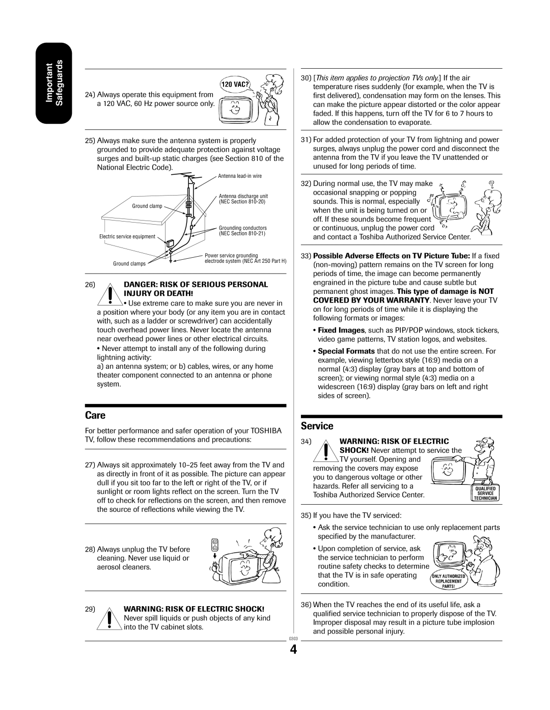 Toshiba 24AF43, 20AF43 appendix Care 