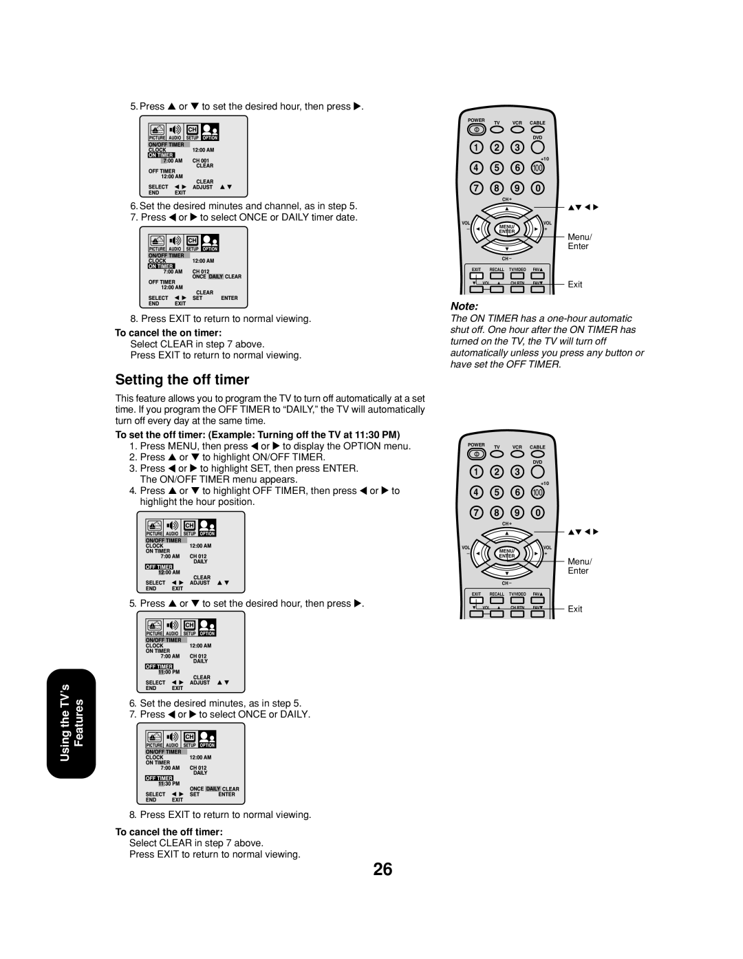 Toshiba 24AF43, 20AF43 appendix Timer, C Lock 