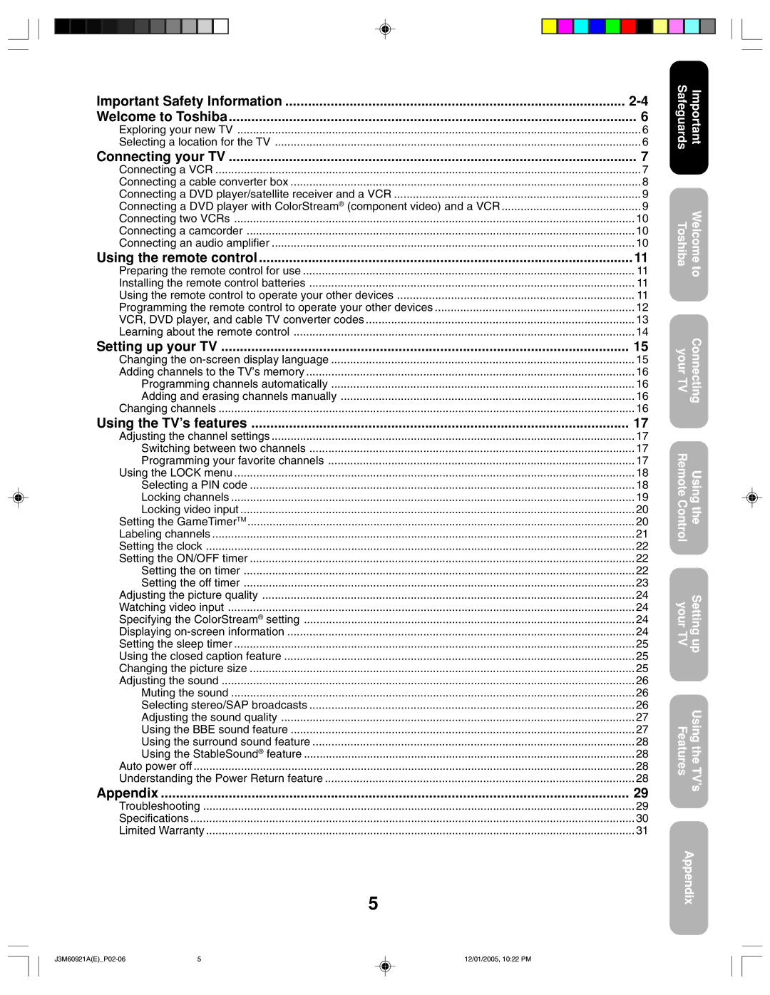 Toshiba 24AF45C Exploring your new TV Selecting a location for the TV, Troubleshooting Specifications Limited Warranty 