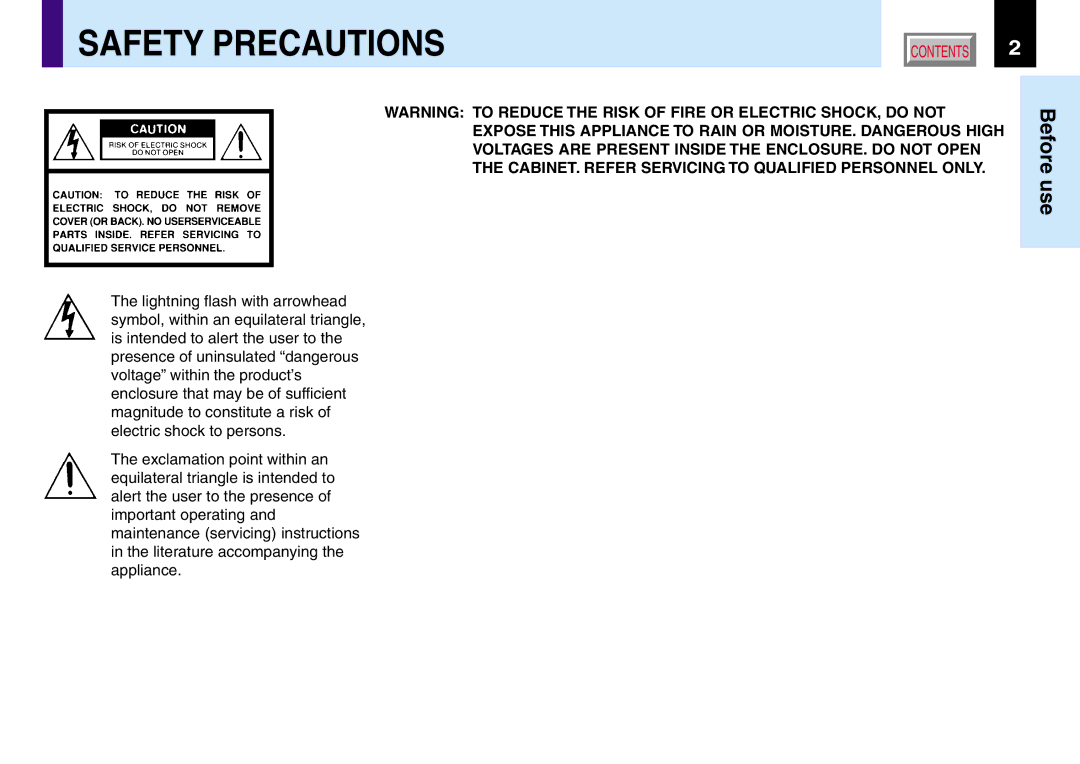 Toshiba TLP551, 251, 250, TLP550 owner manual Safety Precautions 