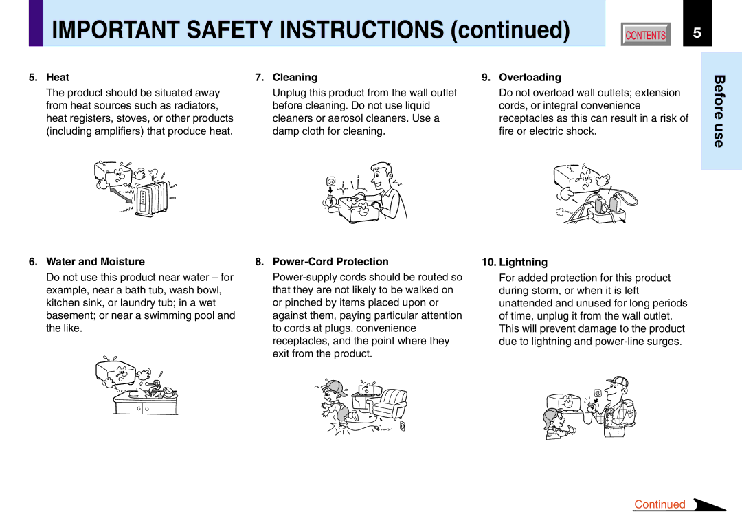 Toshiba 250, 251, TLP551, TLP550 owner manual Important Safety Instructions 