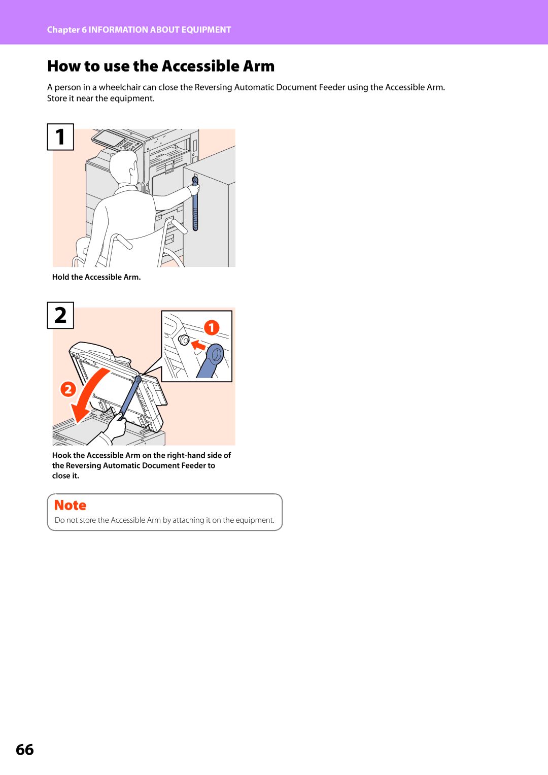 Toshiba 2550c, 2551c, 2050c, 2051c quick start How to use the Accessible Arm 