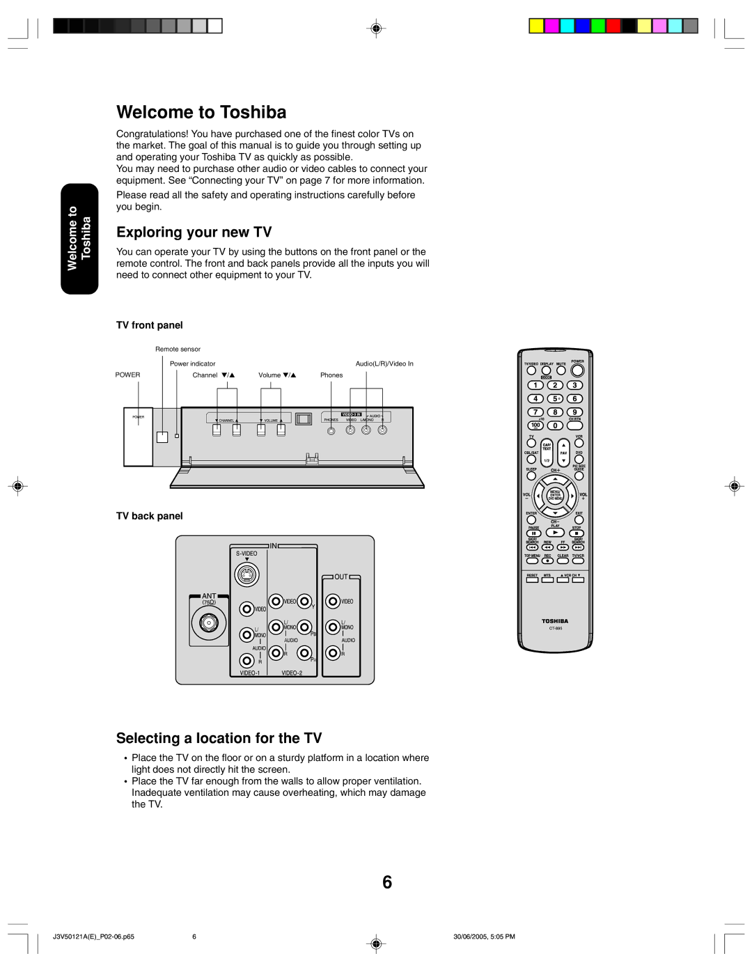 Toshiba 26AF45C appendix Welcome to Toshiba, Exploring your new TV, Selecting a location for the TV 