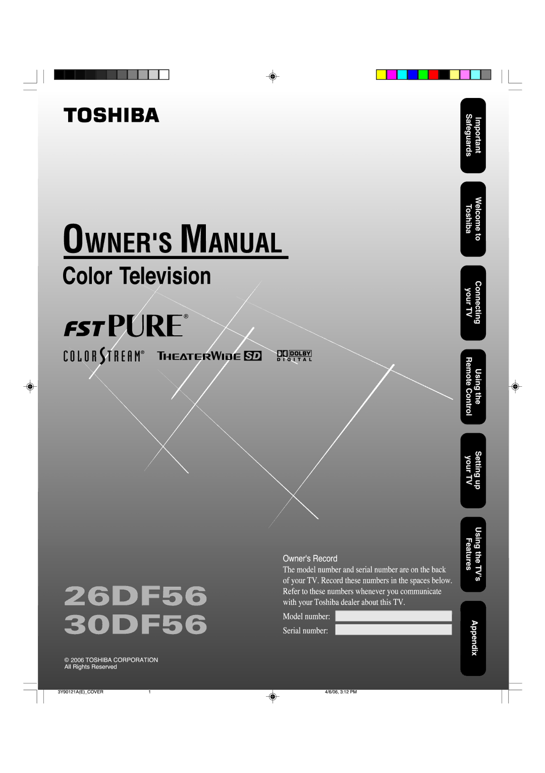 Toshiba appendix 26DF56 30DF56 