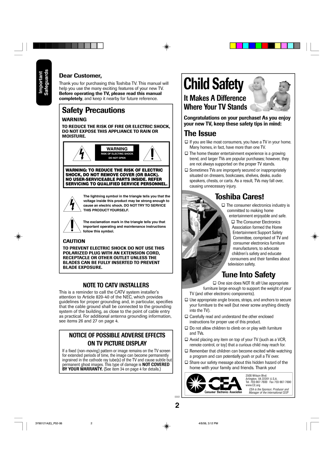 Toshiba 26DF56 appendix Child Safety 