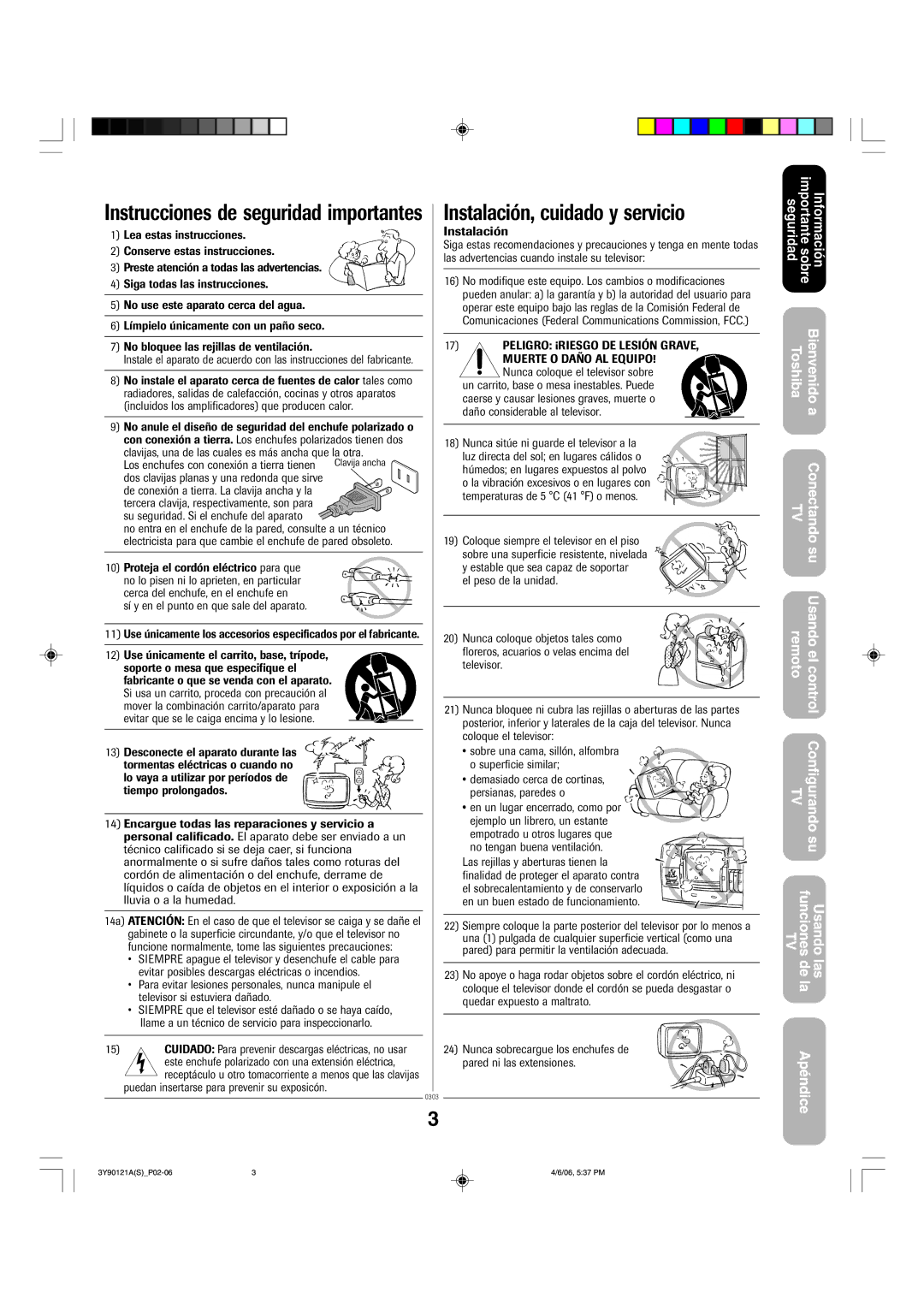 Toshiba 26DF56 appendix Instalaci-n, cuidado y servicio 