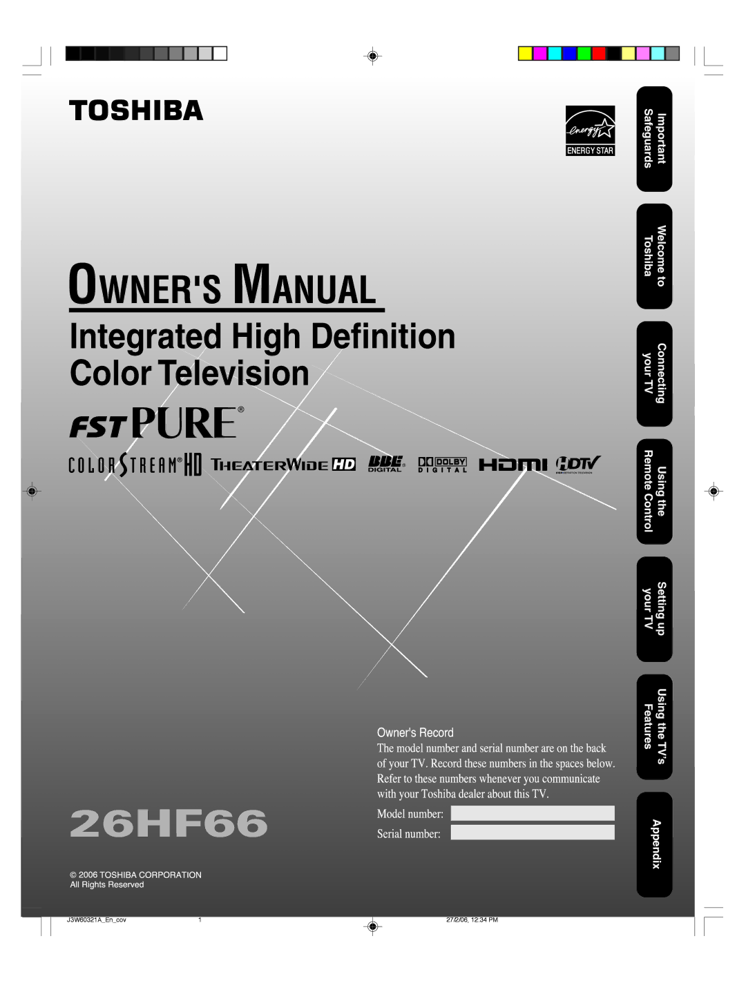 Toshiba 26HF66 appendix 