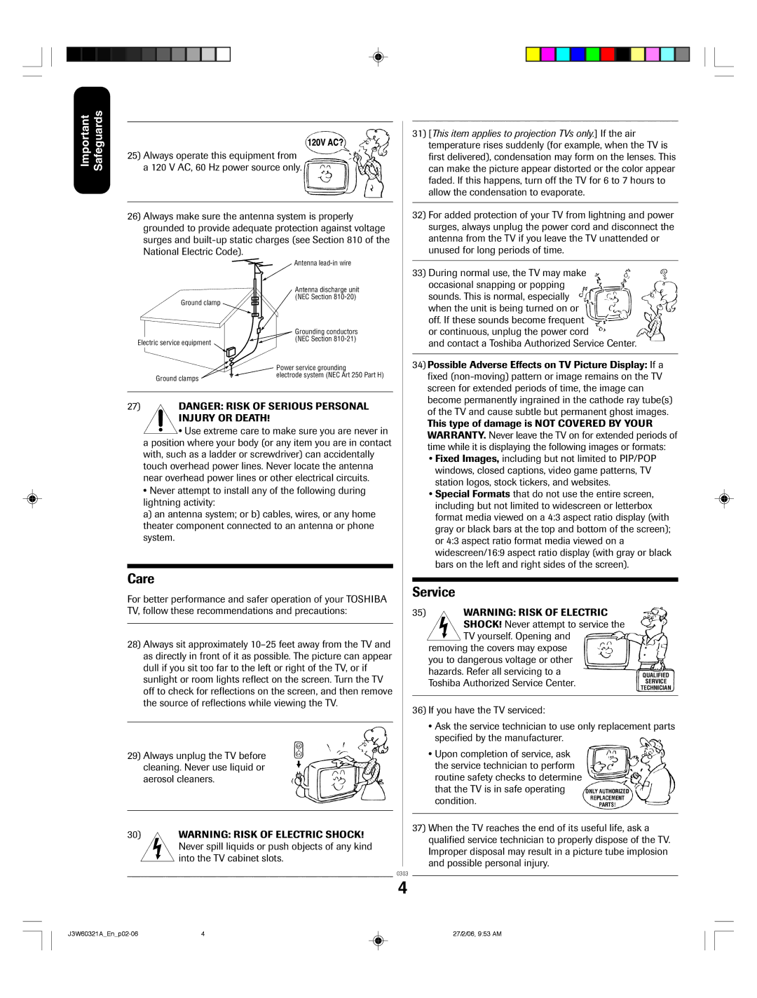 Toshiba 26HF66 appendix Care 