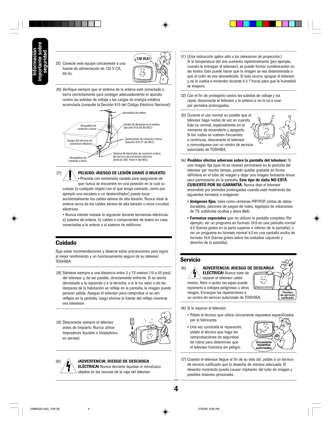 Toshiba 26HF66 appendix Cuidado 