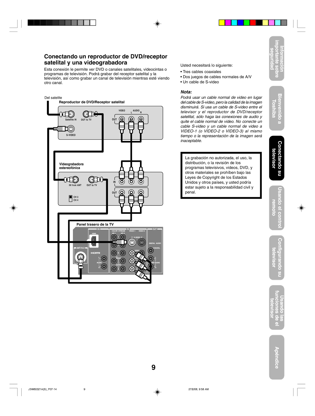 Toshiba 26HF66 appendix Reproductor de DVD/Receptor satelital 