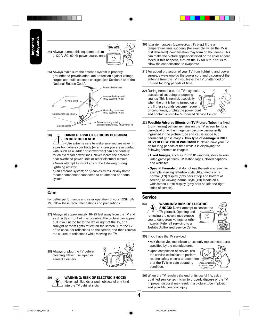 Toshiba 26HF85 appendix Care 