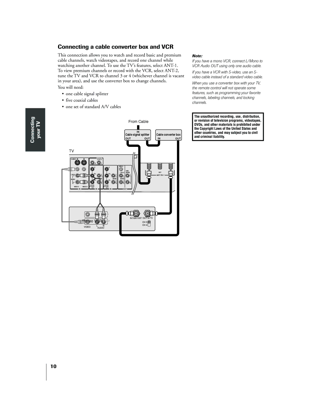 Toshiba 26HL83 owner manual Connecting a cable converter box and VCR, From Cable 